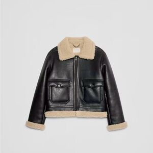 Banana Republic Women’s Faux Shearling Vegan Leather Bomber Jacket NWT Size XS